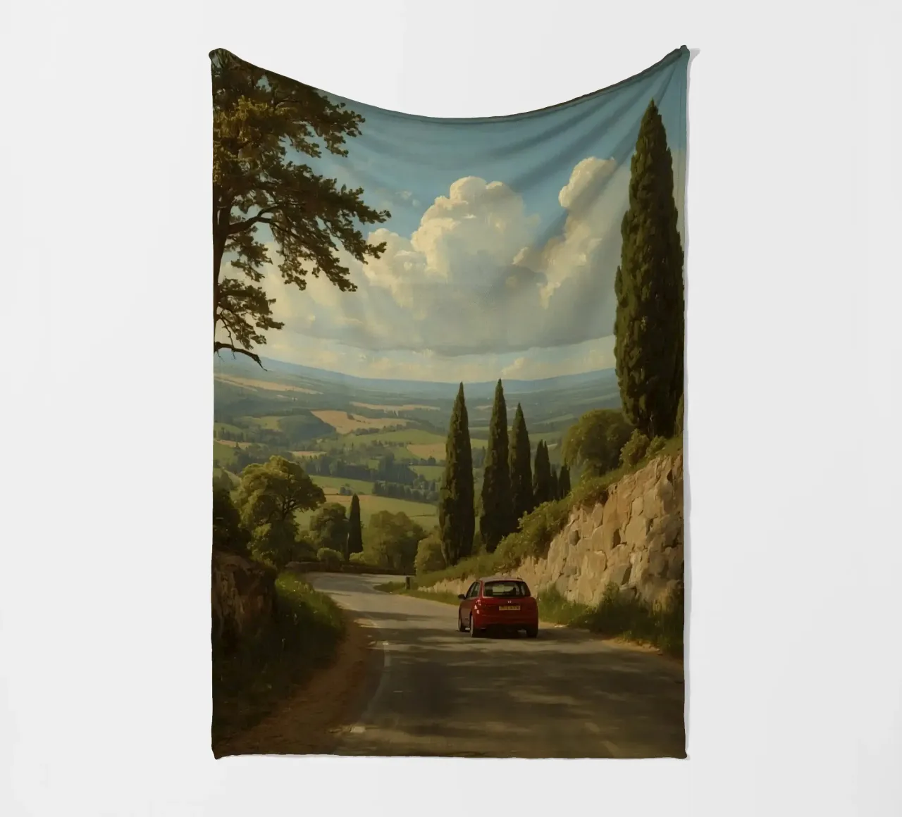 Superbe vue de la campagne avec une voiture roulant le long d'une route sinueuse. plaid polaire de DesignDoodle