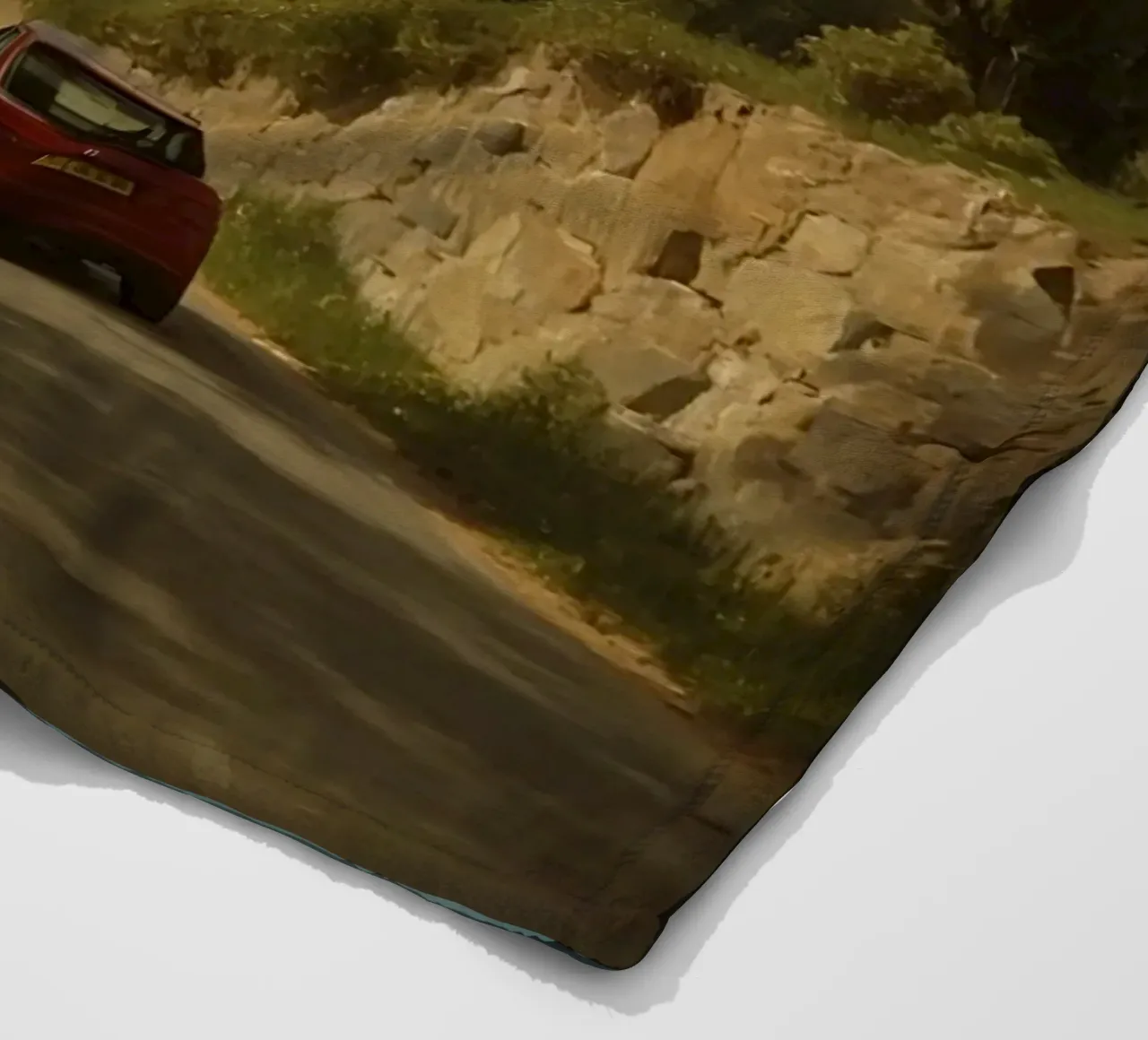 Superbe vue de la campagne avec une voiture roulant le long d'une route sinueuse. plaid polaire de DesignDoodle