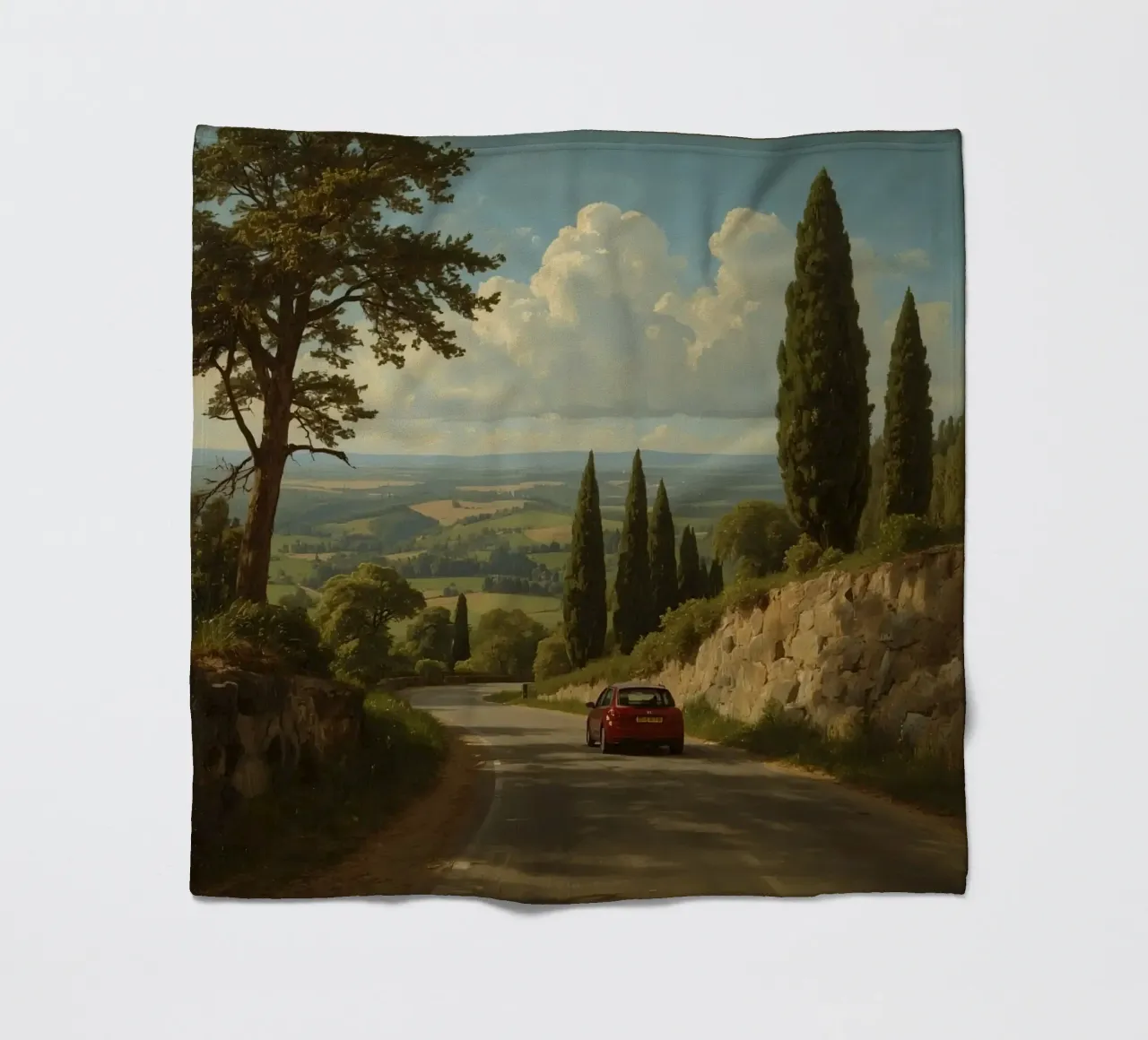 Superbe vue de la campagne avec une voiture roulant le long d'une route sinueuse. plaid polaire de DesignDoodle