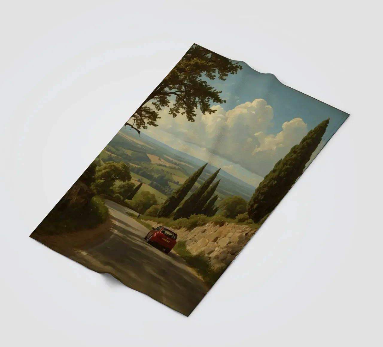 Superbe vue de la campagne avec une voiture roulant le long d'une route sinueuse. plaid polaire de DesignDoodle