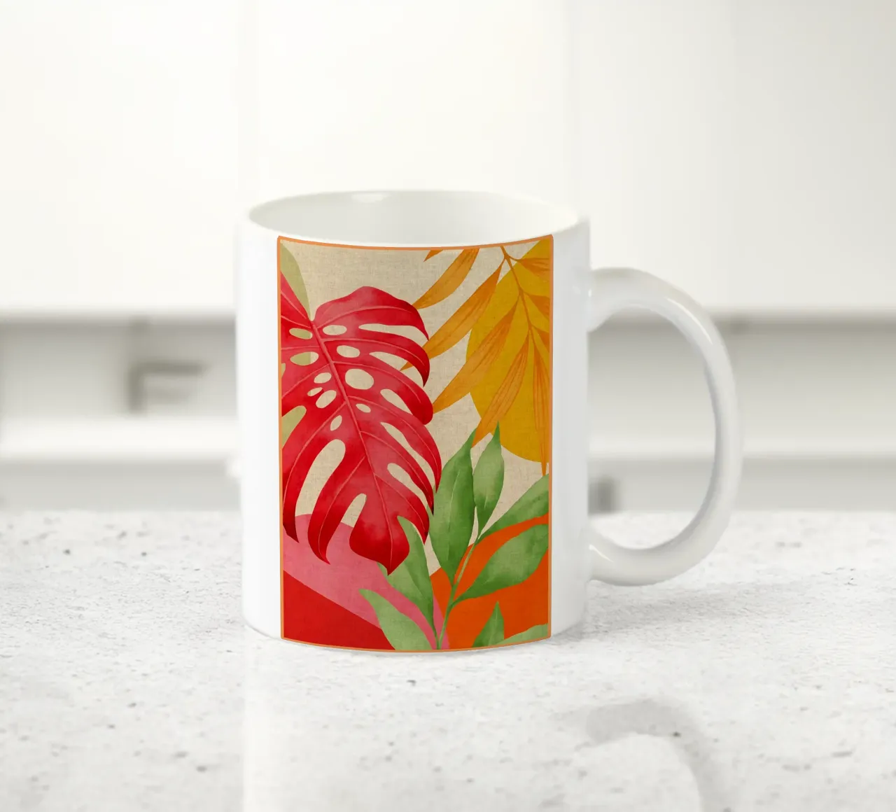 monstera foglie tropicali tazza in ceramica da DavisStudio