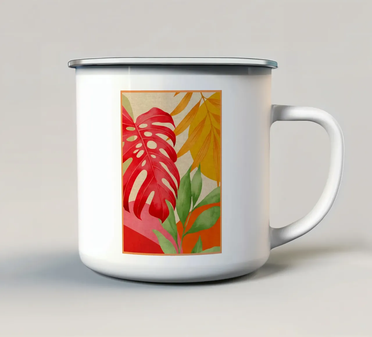 monstera foglie tropicali tazza in smalto da DavisStudio