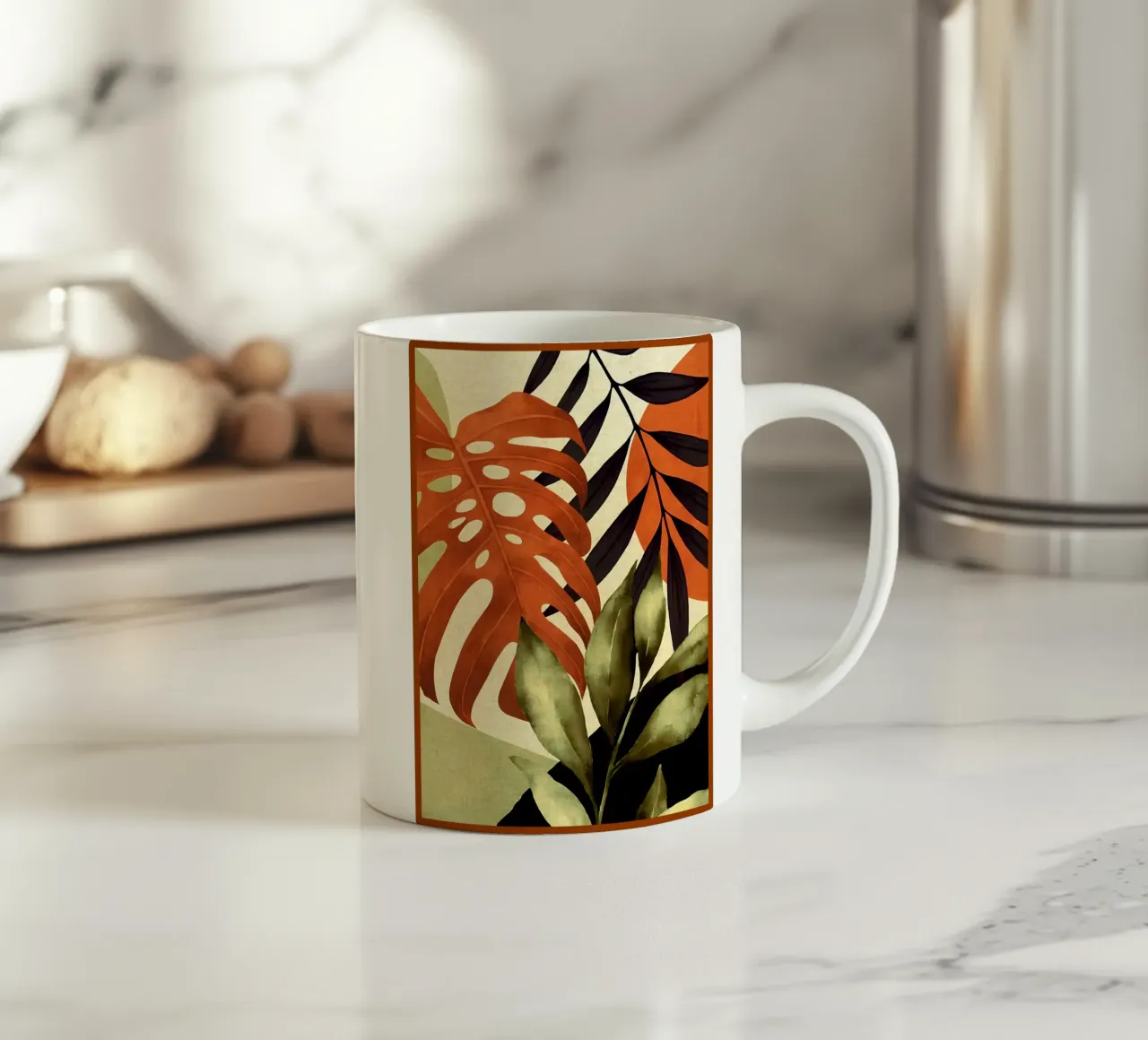 monstera tropicale foglie tazza in ceramica da DavisStudio