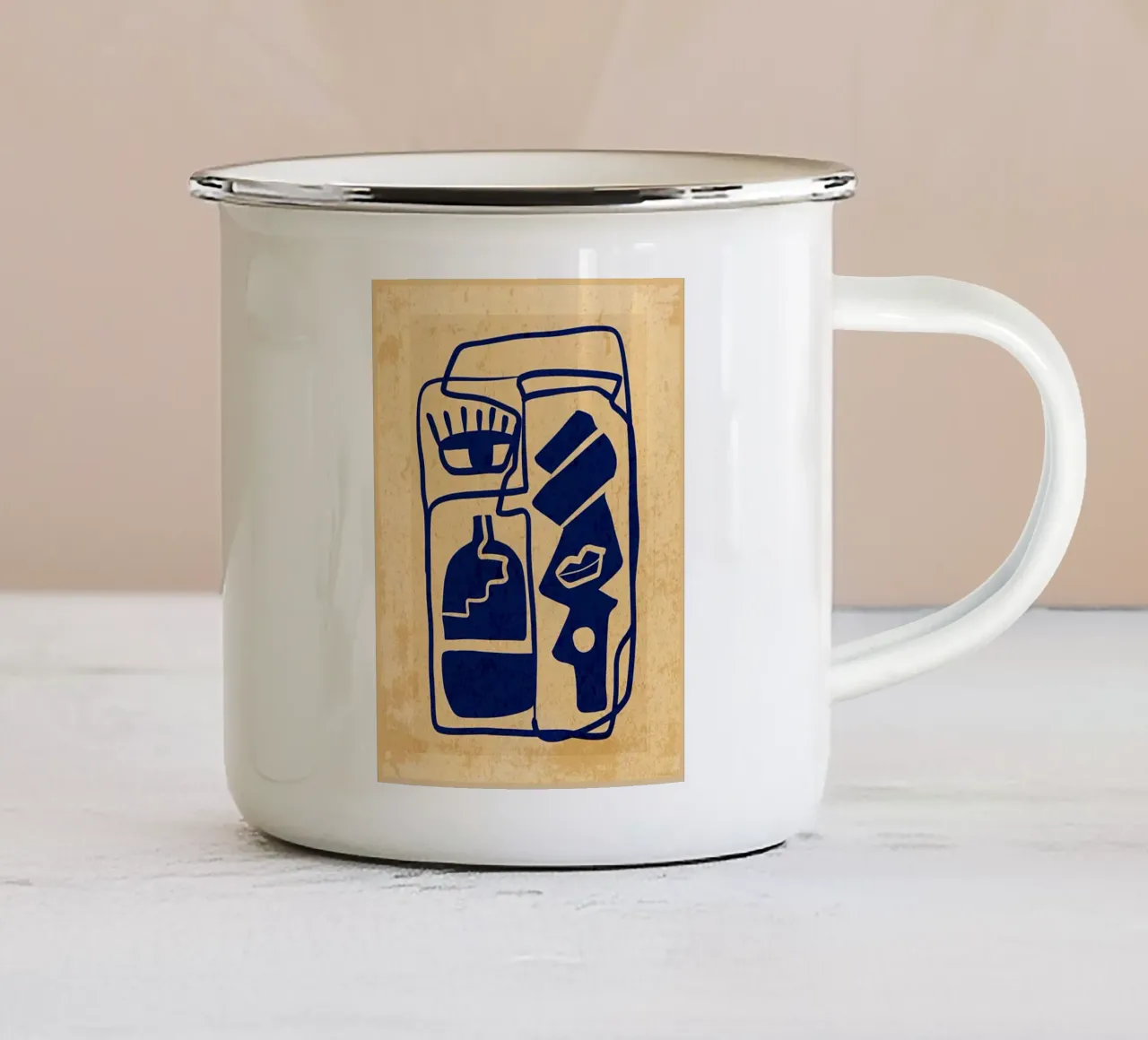 vaso faccia di bottiglia tazza in smalto da DavisStudio