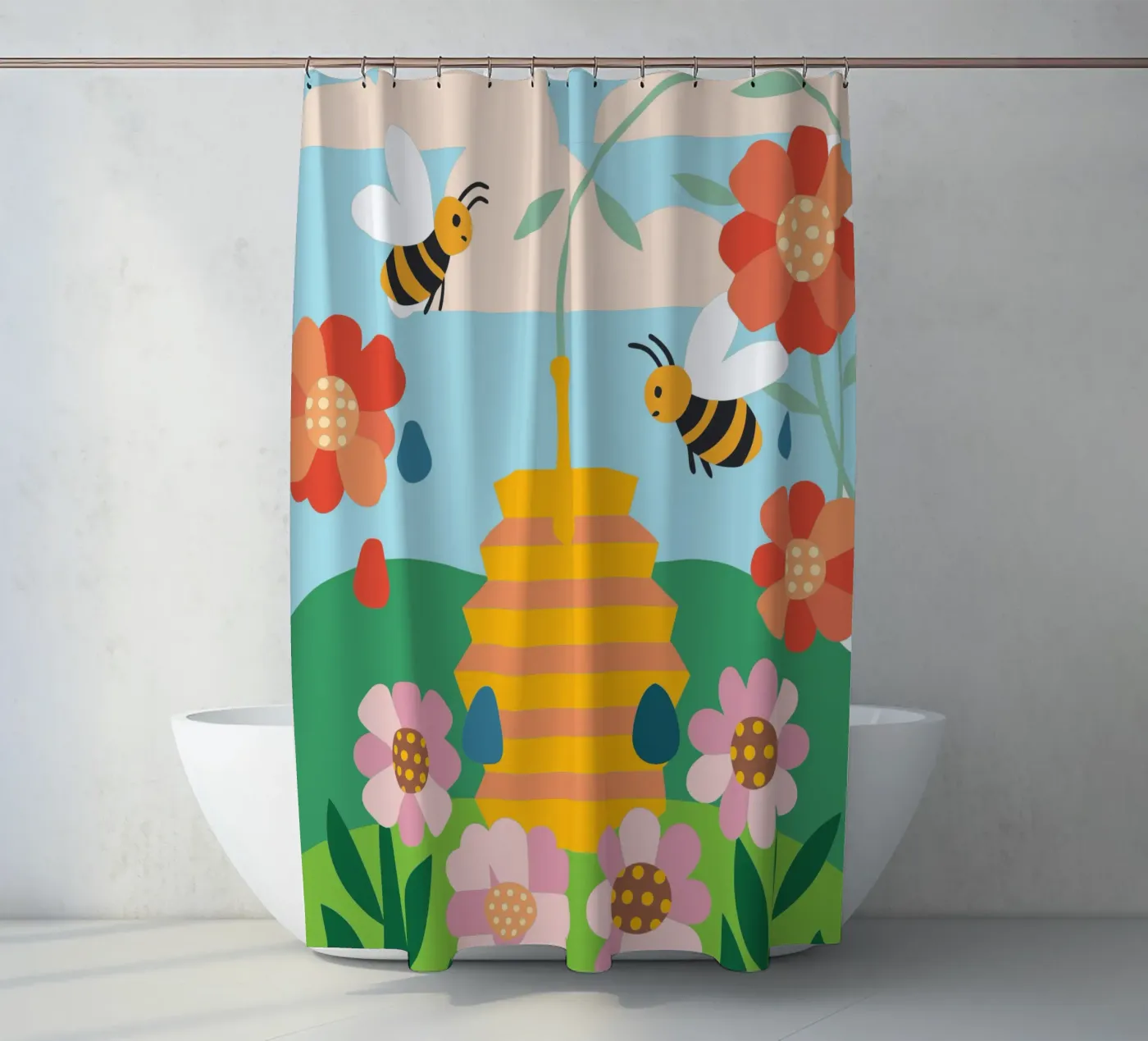 Api e miele tenda da doccia da CUTE ANIMALS