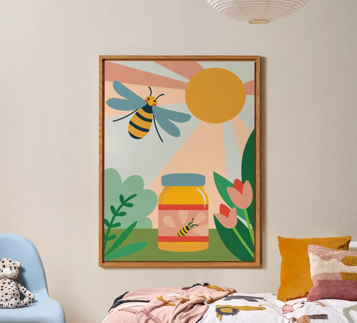 Bees and Honey Alu-Dibond von CUTE ANIMALS