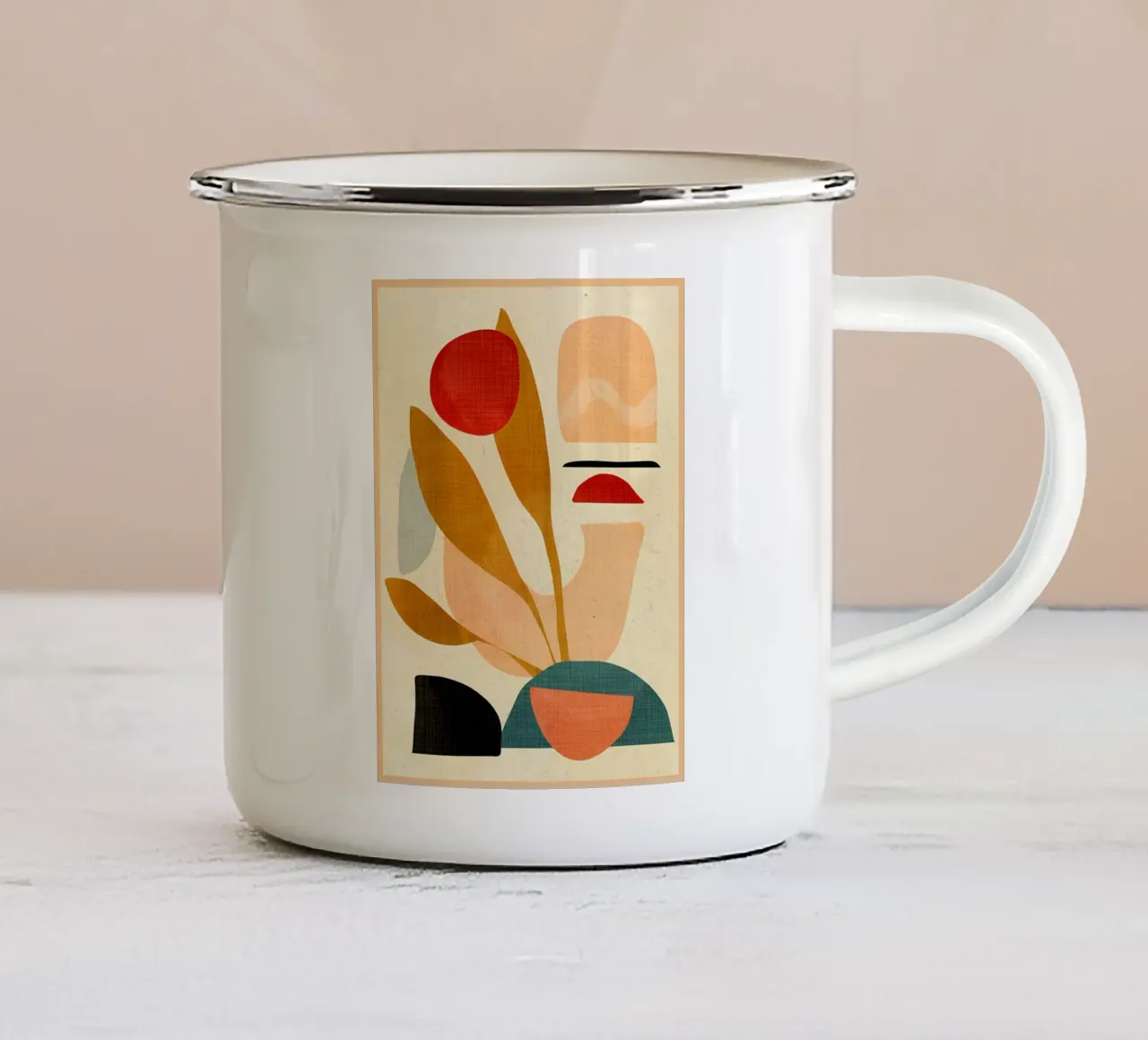 vormen geometrisch abstract emaille mok van CourtneyStudio