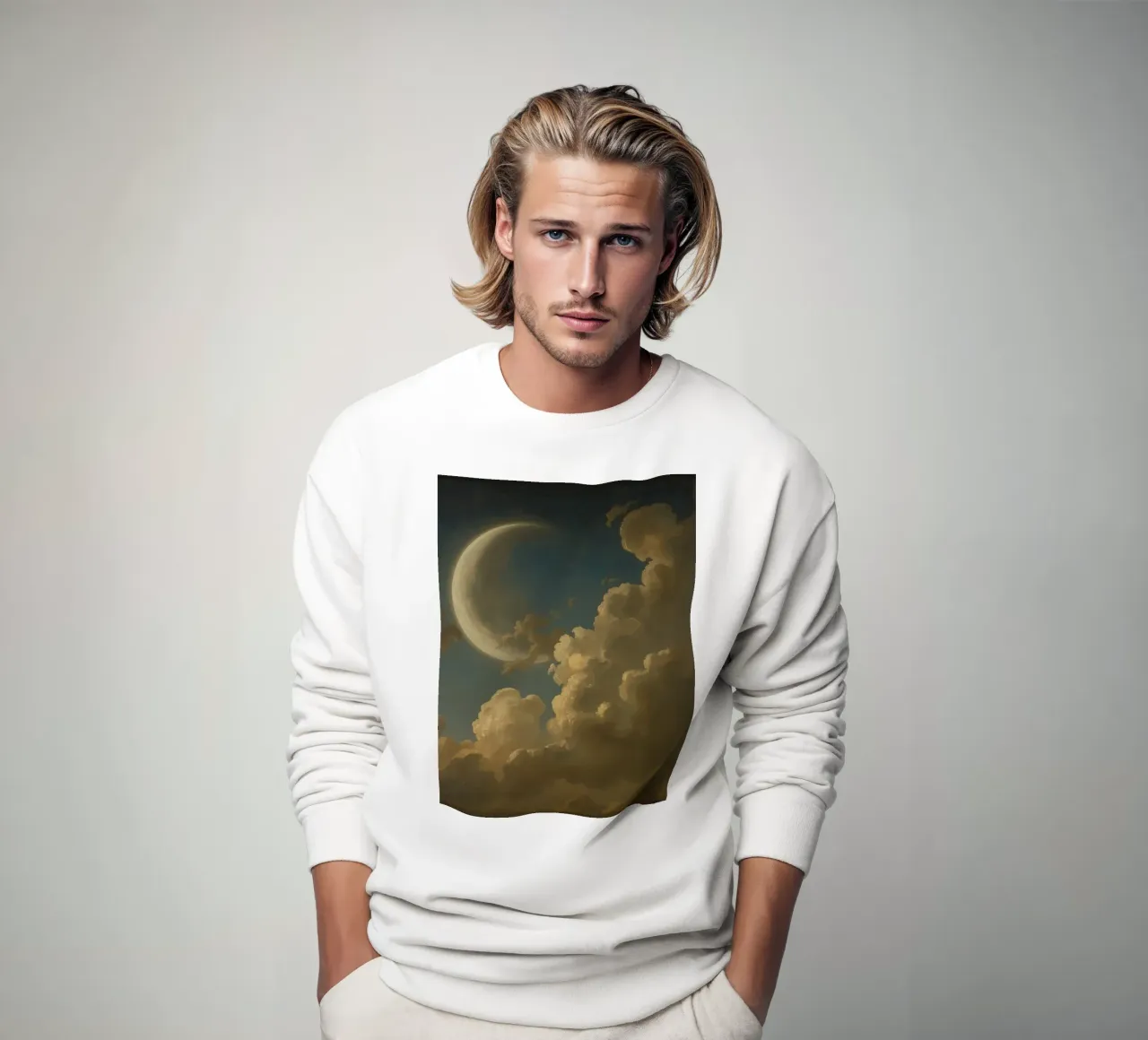 Luna illuminata dalle nuvole in un cielo notturno felpa da DesignDoodle