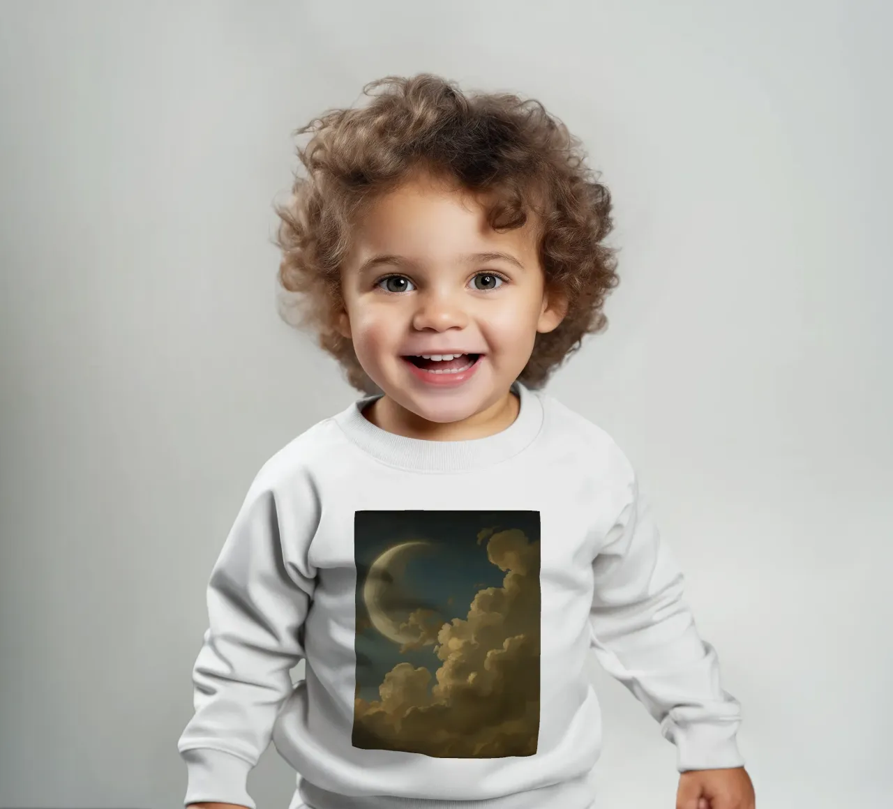 Luna illuminata dalle nuvole in un cielo notturno felpa neonato da DesignDoodle