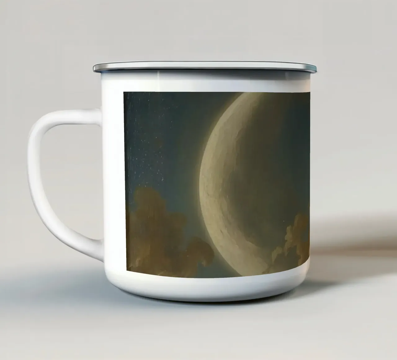 Luna illuminata dalle nuvole in un cielo notturno tazza in smalto da DesignDoodle