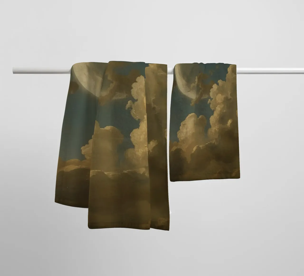Moon illuminated by clouds in a nighttime sky towel by DesignDoodle