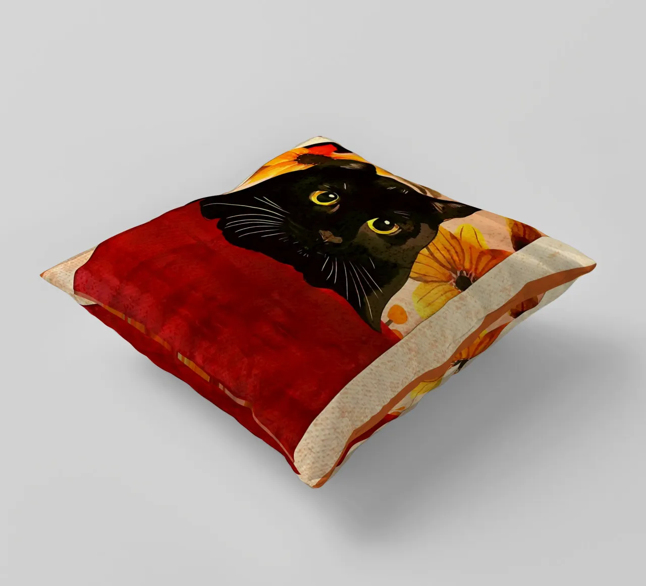 gatto nero occhi di gatto occhi gialli cuscino da CourtneyStudio