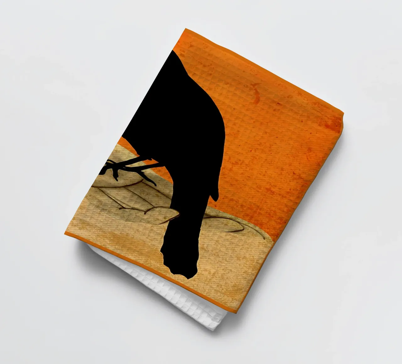 silhouette d'oiseau main orange torchon de CourtneyStudio