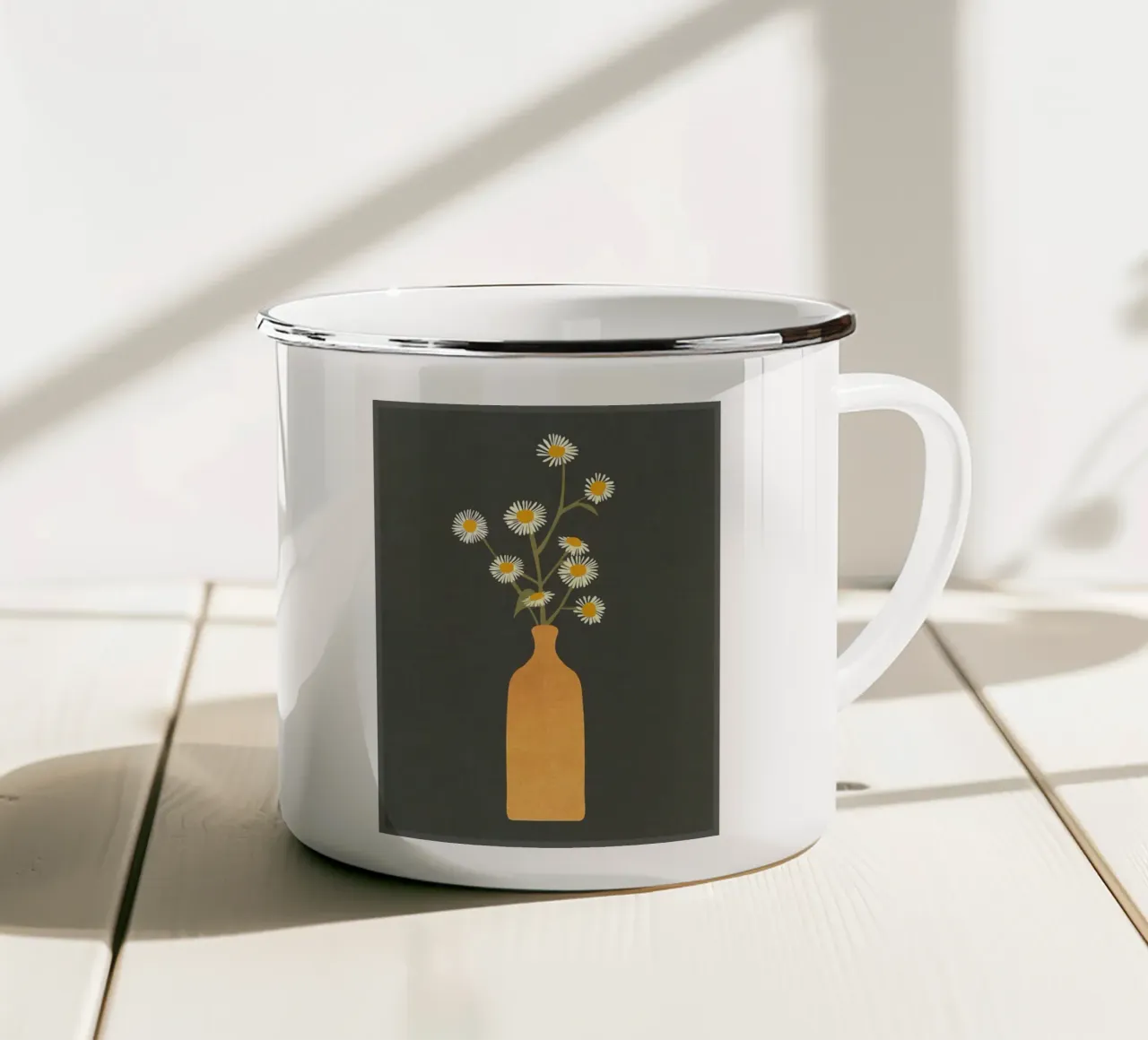 vaso fiori margherite floreali tazza in smalto da CourtneyStudio