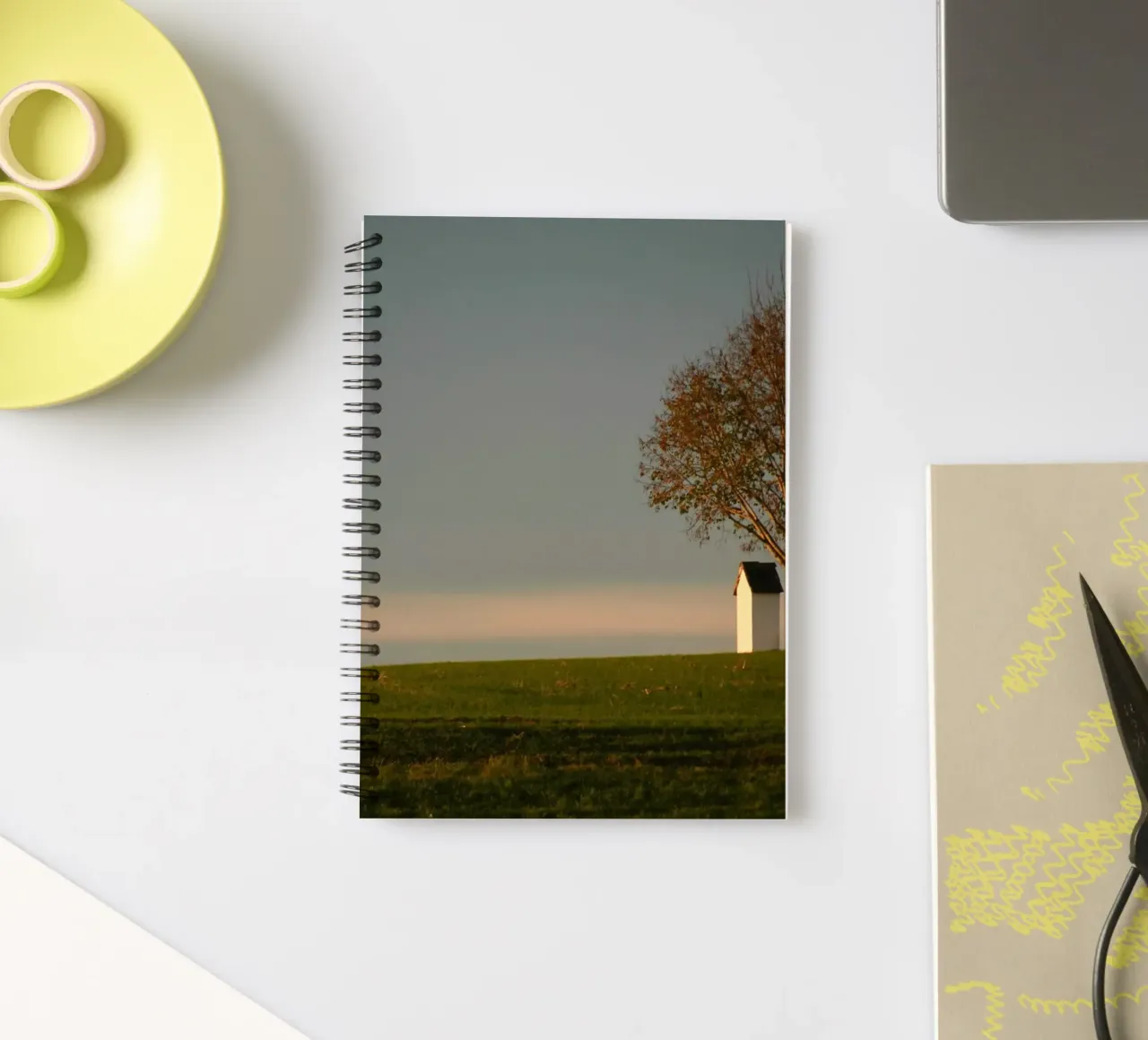 minimalist scene open space spiral notebook by Histrol