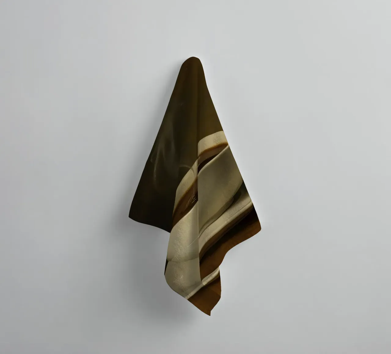 Coffee cup with steam resting on a saucer in a warm setting towel by DesignDoodle