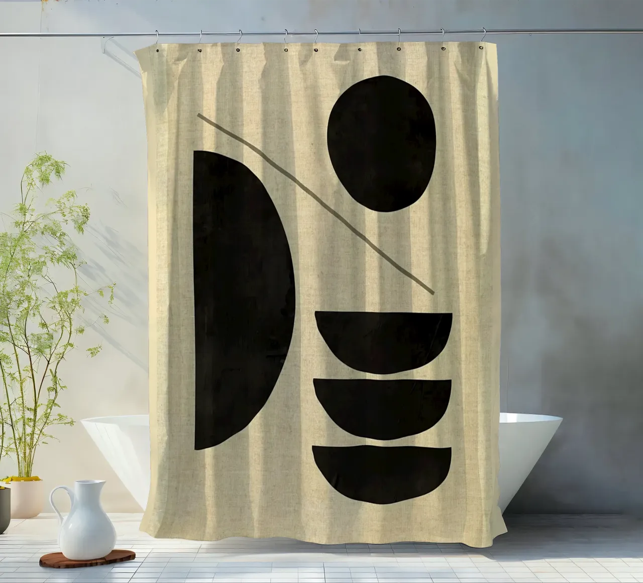 Moderne abstrakte minimale Formen Duschvorhang von Edson Studio