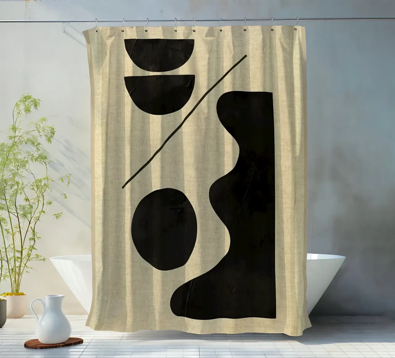 Forme astratte moderne e minimali tenda da doccia da Edson Studio