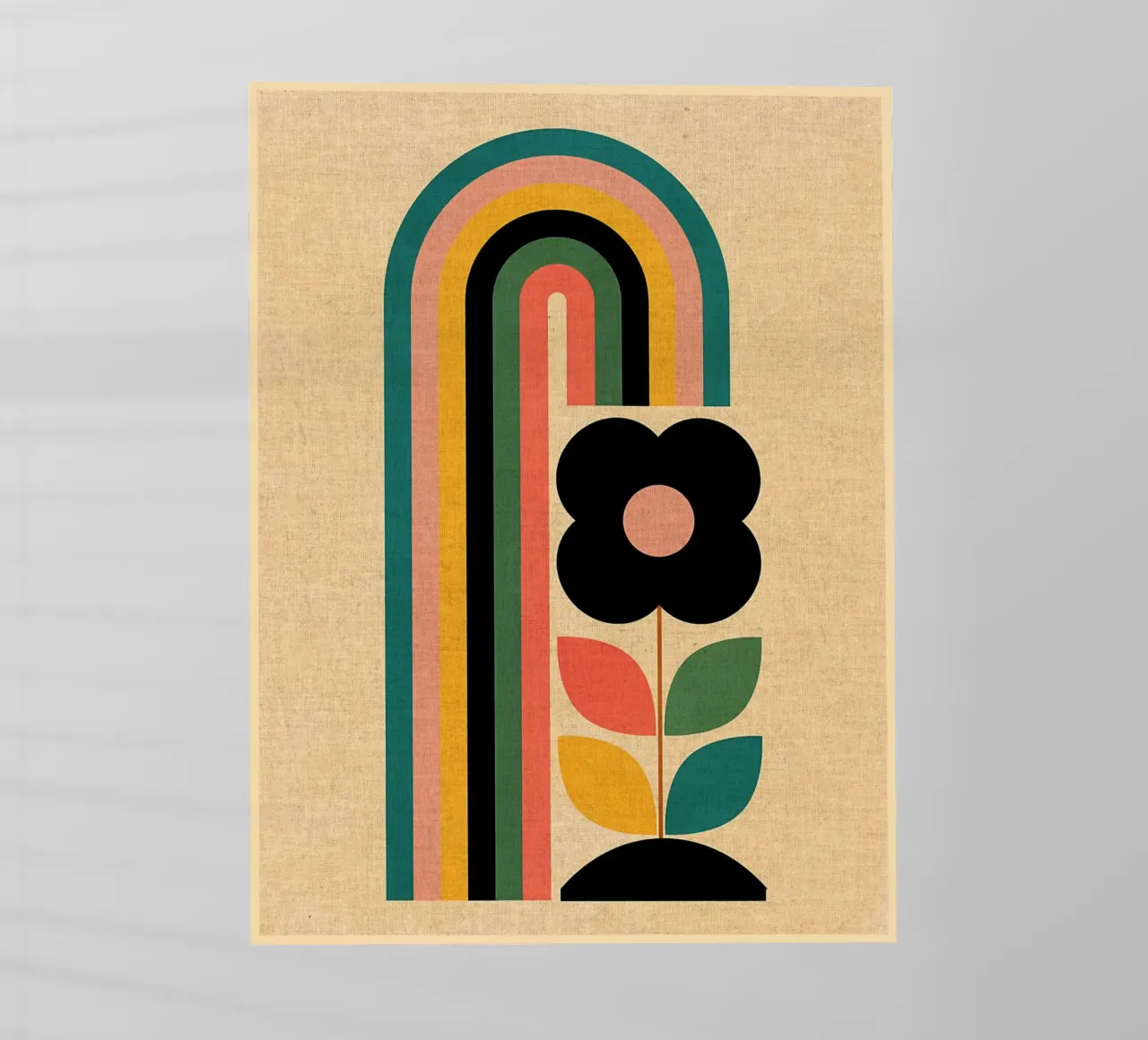 Ilustración retro de flores y arco iris lámina retroiluminada de Edson Studio