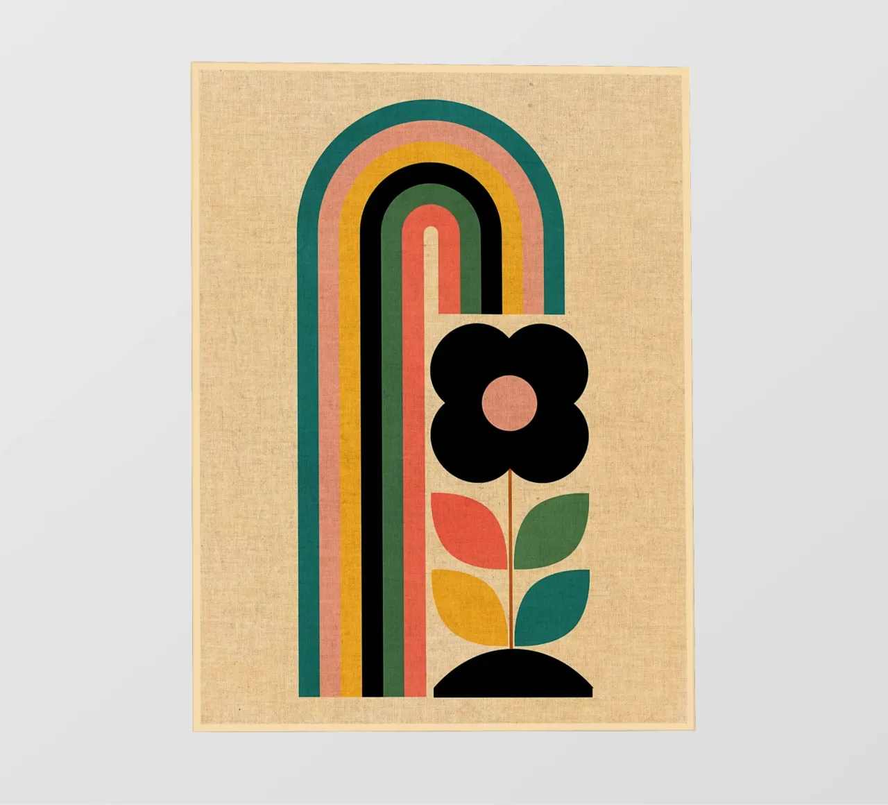 Ilustración retro de flores y arco iris lámina retroiluminada de Edson Studio