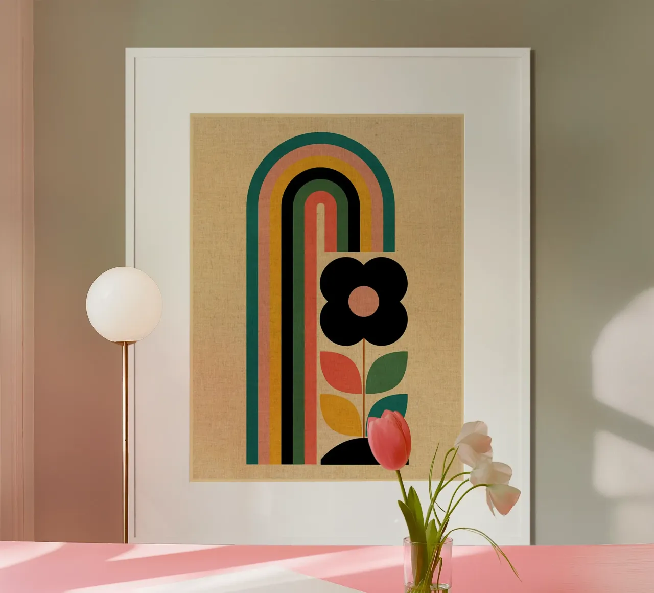 Illustrazione retrò di fiori e arcobaleno carta hahnemühle da Edson Studio
