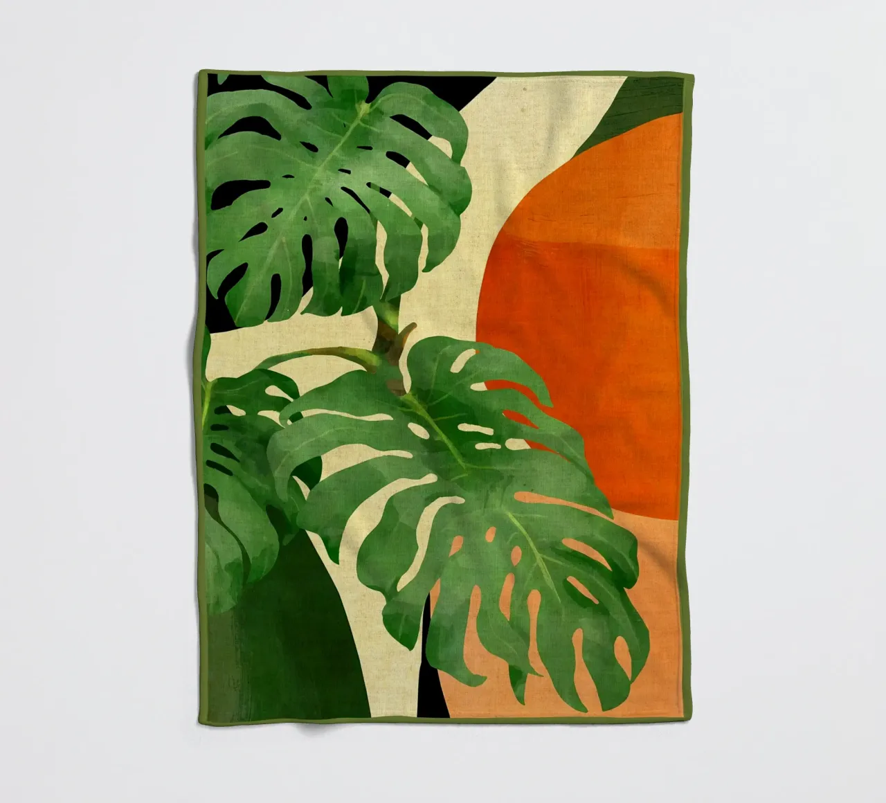 Foglie tropicali - Arte astratta coperta in pile da Edson Studio