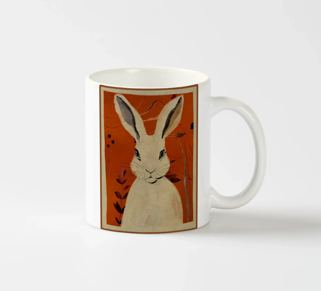 Illustrazione del coniglio bianco tazza in ceramica da Edson Studio
