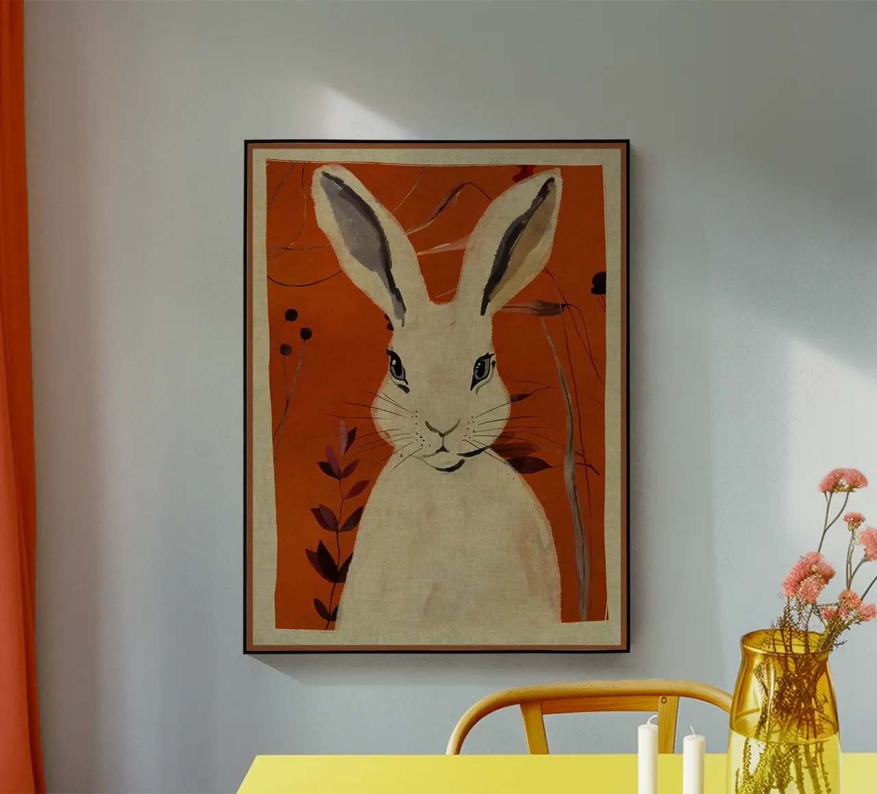 Ilustración del conejo blanco metacrilato de Edson Studio