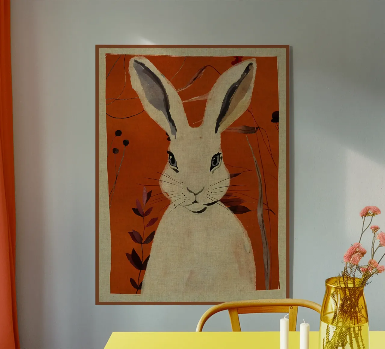 Ilustración del conejo blanco metacrilato de Edson Studio