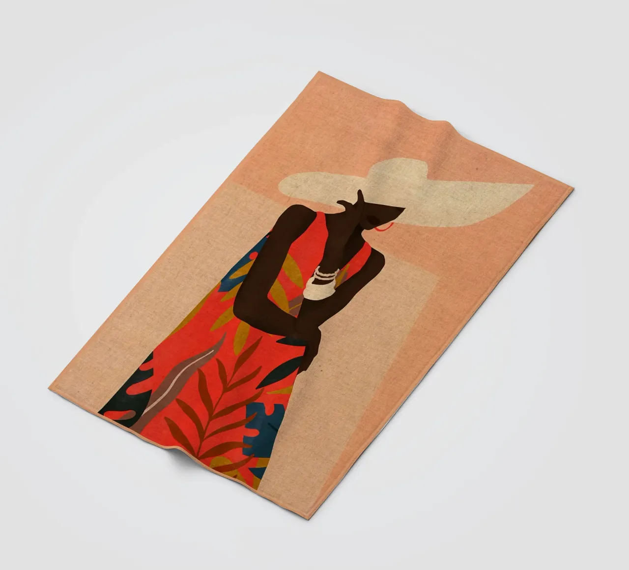 Donna in abito tropicale coperta in pile da Edson Studio
