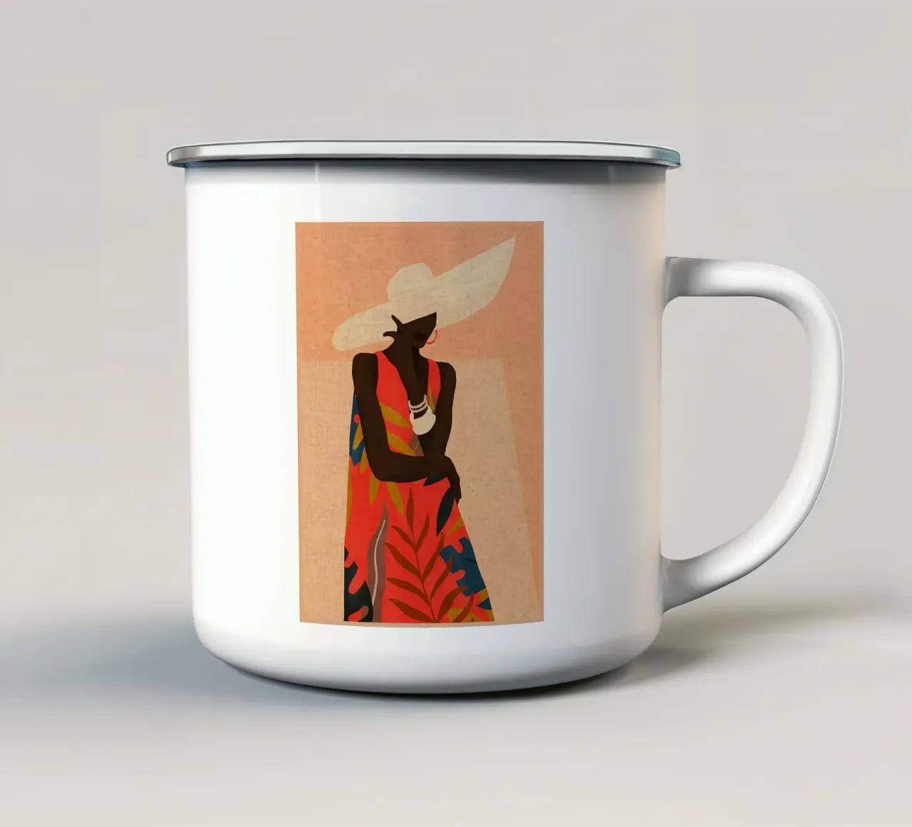 Donna in abito tropicale tazza in smalto da Edson Studio