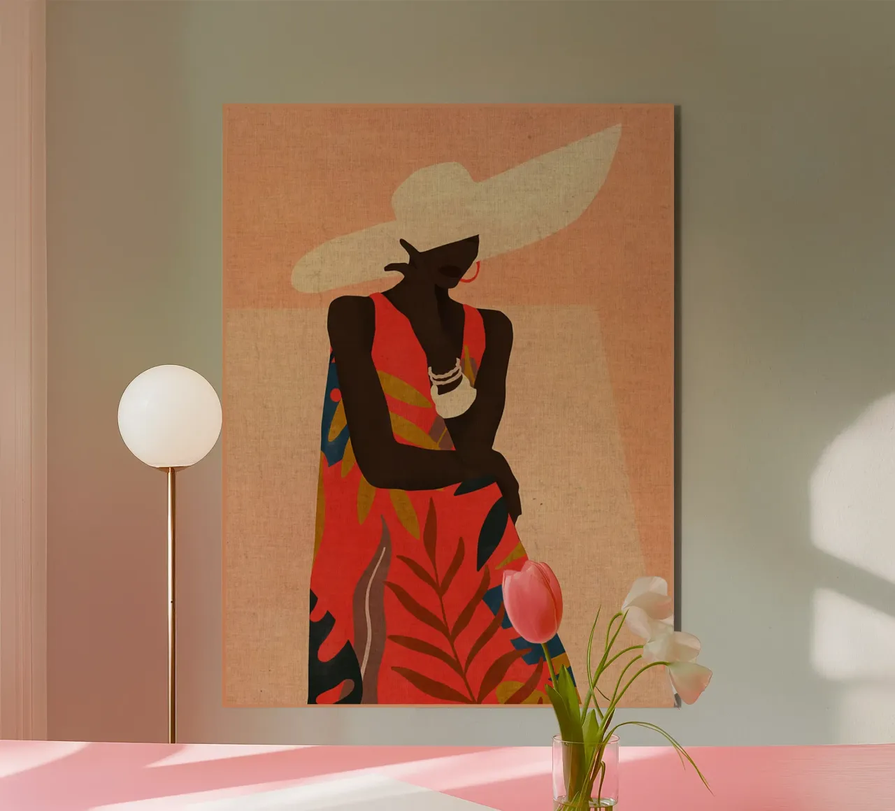 Donna in abito tropicale alluminio dibond da Edson Studio