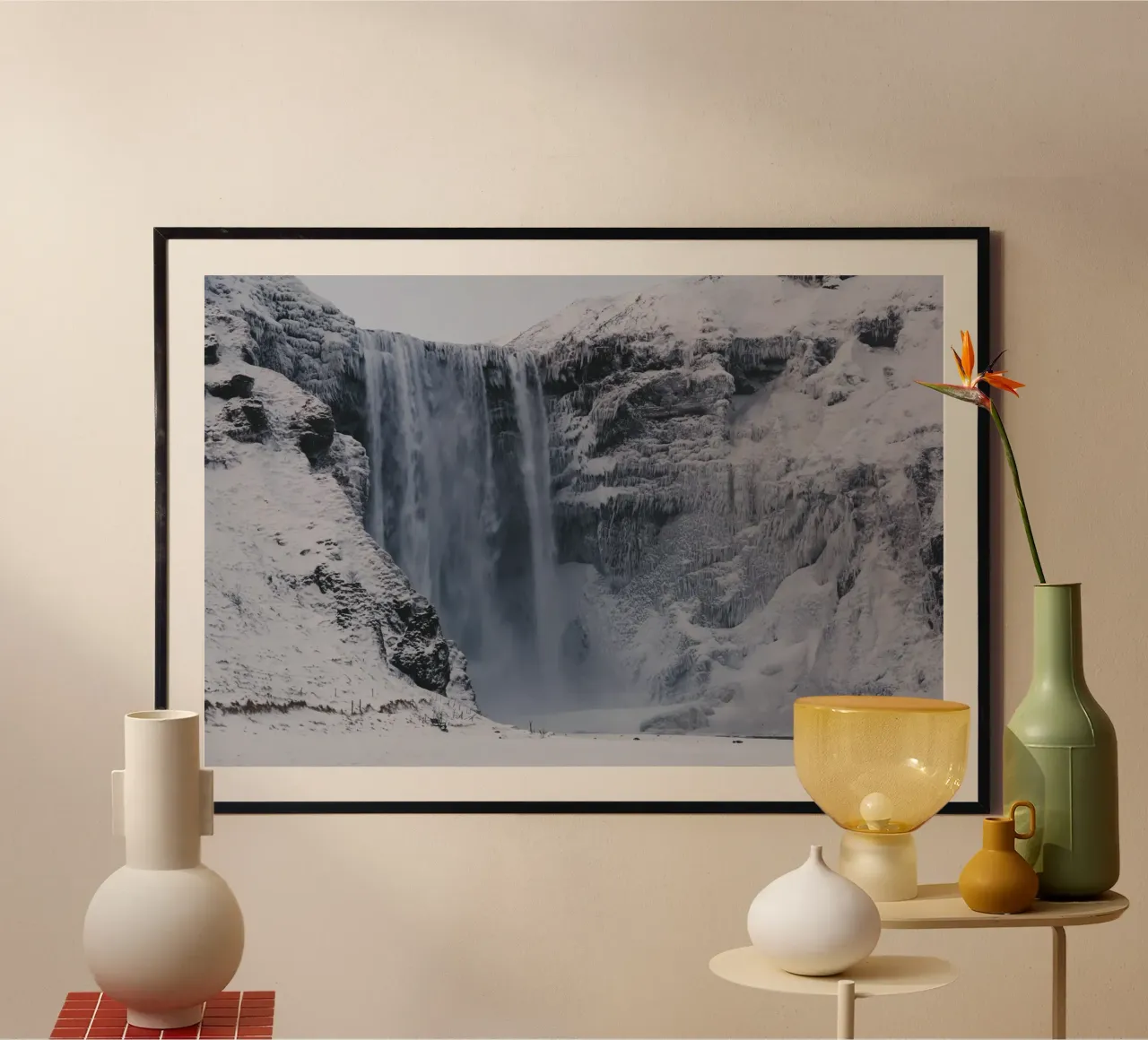Cascate nordiche poster con telaio in alluminio da Wanderlust Vibes