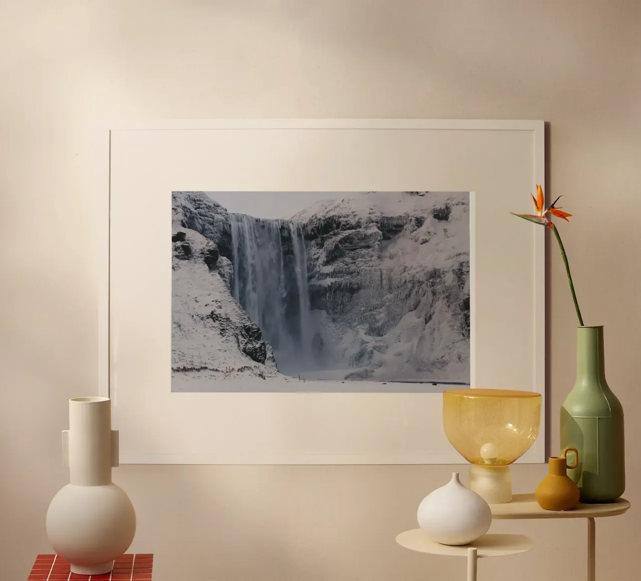 Cascate nordiche poster con telaio in alluminio da Wanderlust Vibes