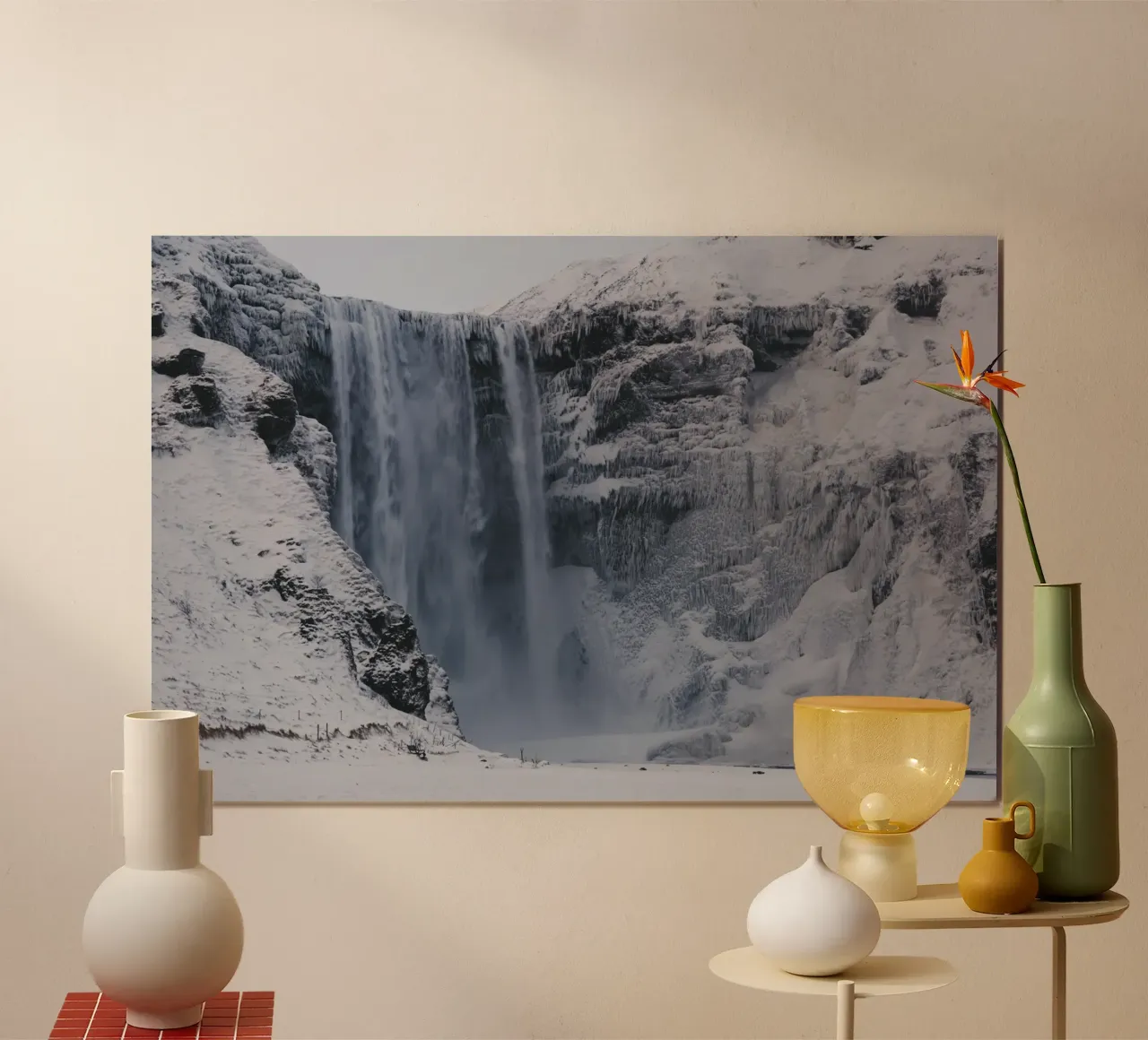 Cascate nordiche poster con telaio in alluminio da Wanderlust Vibes
