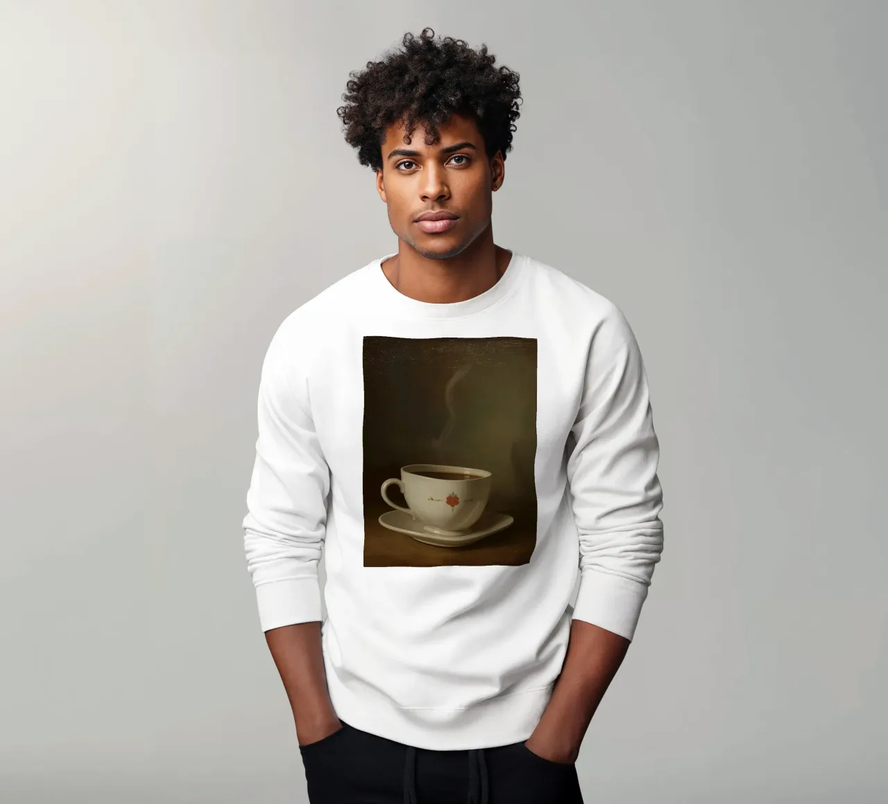 Tazza di caffè calda appoggiata su un piattino con un leggero vapore felpa da DesignDoodle
