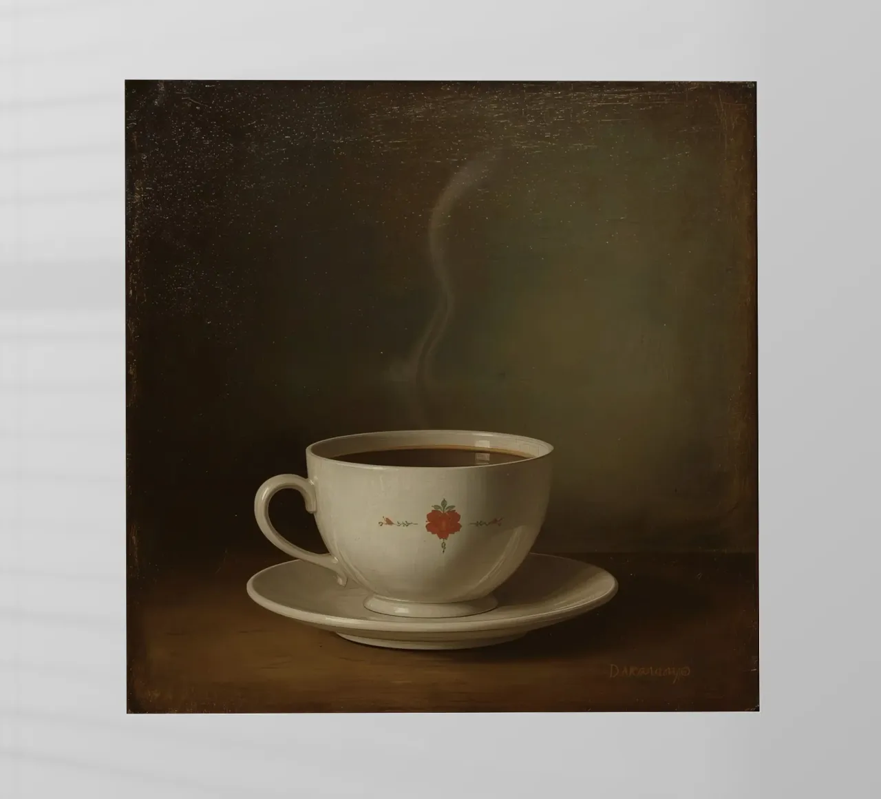 Tazza di caffè calda appoggiata su un piattino con un leggero vapore pellicola backlit da DesignDoodle