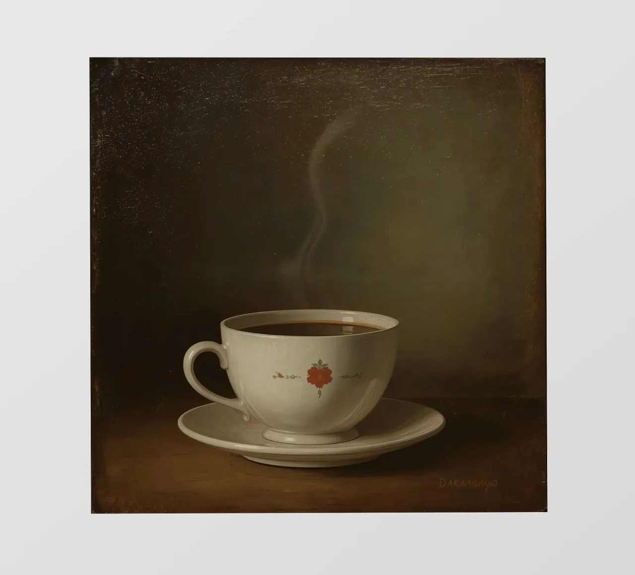 Tazza di caffè calda appoggiata su un piattino con un leggero vapore pellicola backlit da DesignDoodle