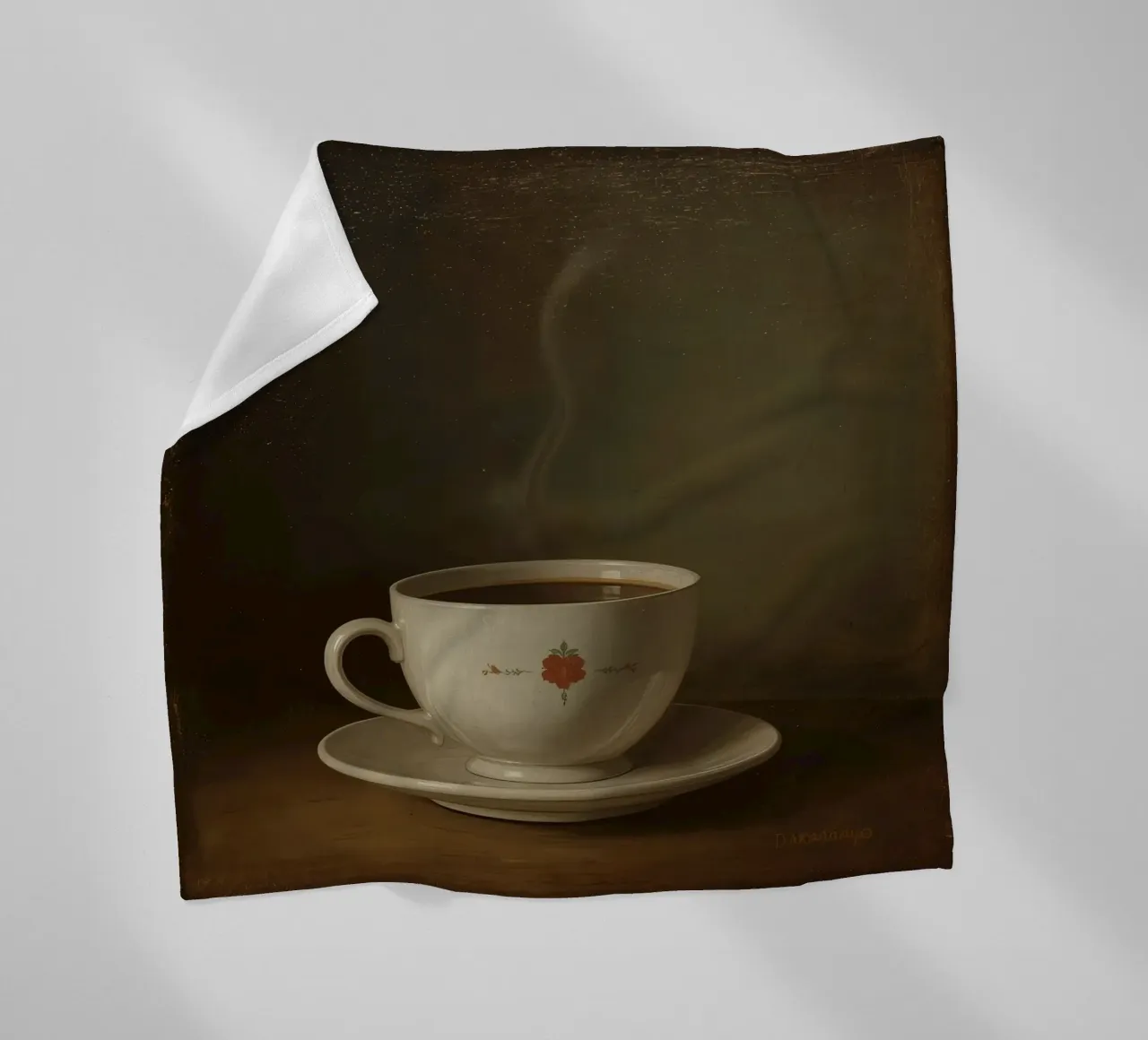 Tazza di caffè calda appoggiata su un piattino con un leggero vapore coperta in pile da DesignDoodle