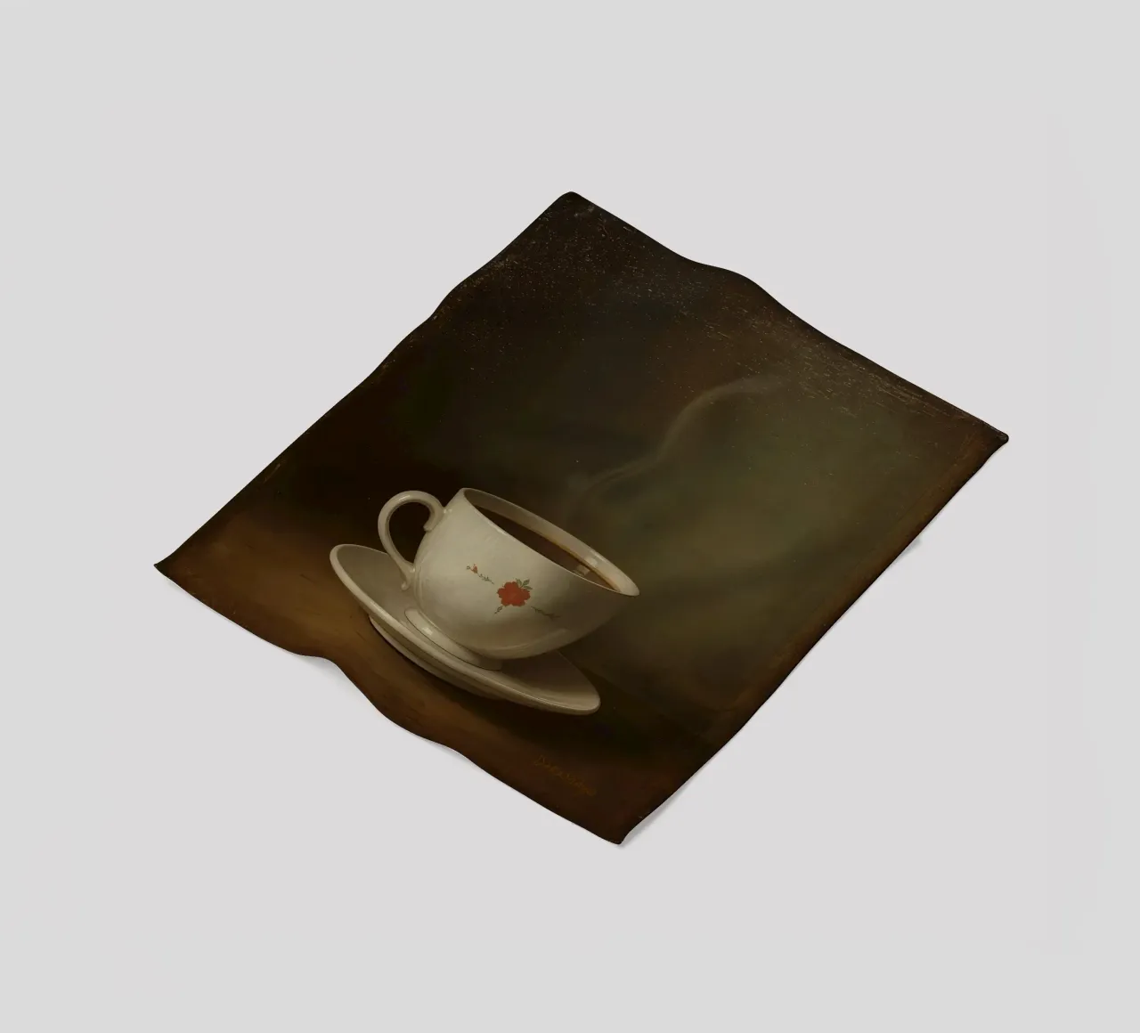 Tazza di caffè calda appoggiata su un piattino con un leggero vapore coperta in pile da DesignDoodle