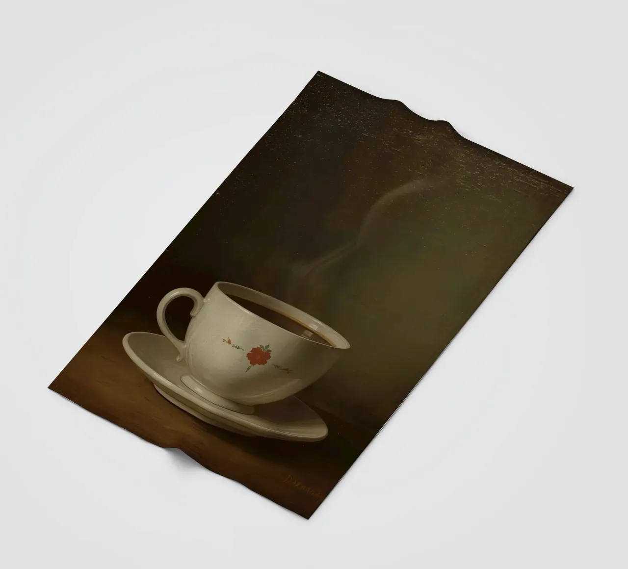 Tazza di caffè calda appoggiata su un piattino con un leggero vapore coperta in pile da DesignDoodle