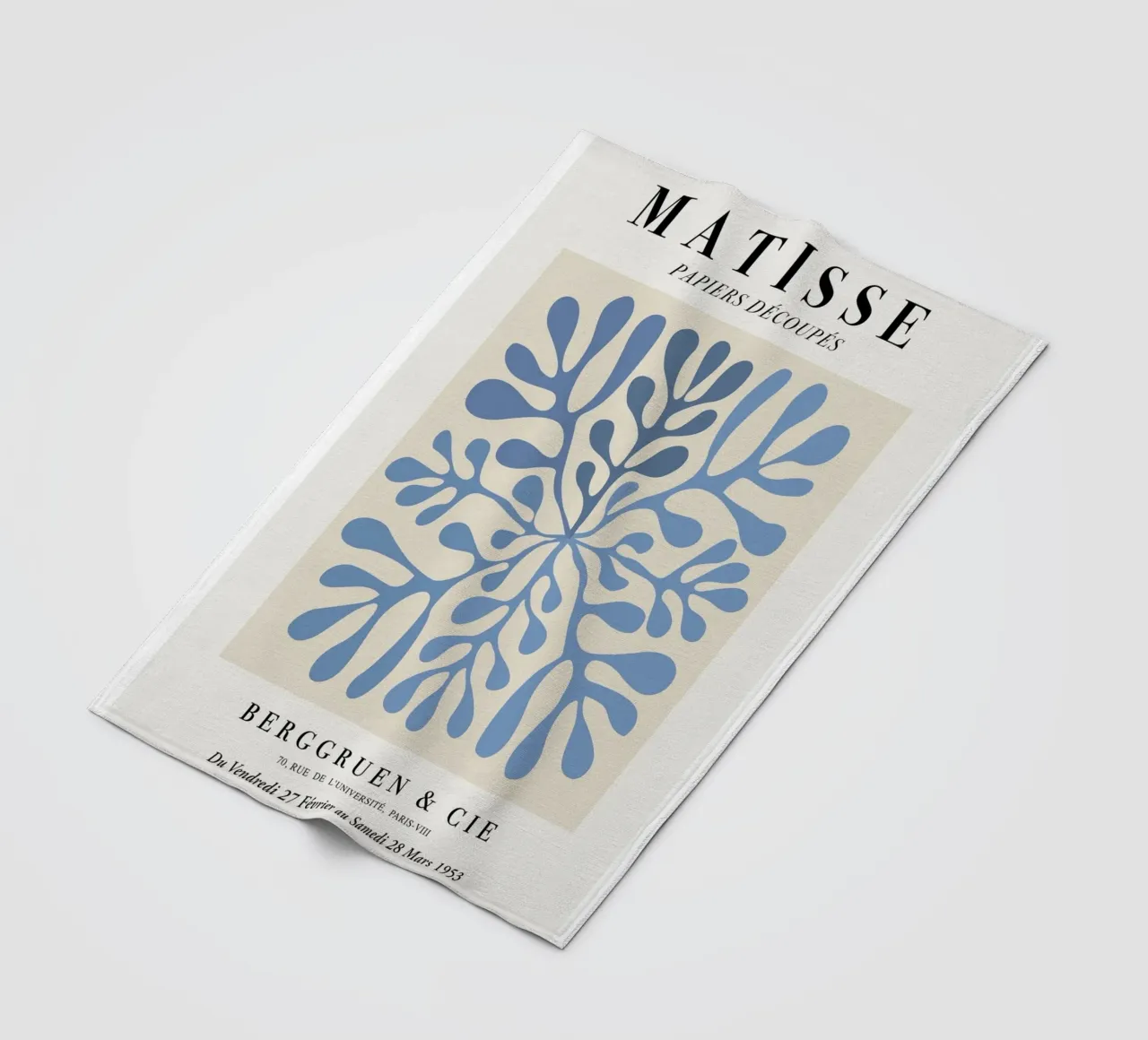 Poster astratto botanico blu "Papiers Découpés" di Matisse coperta in pile da homdeco