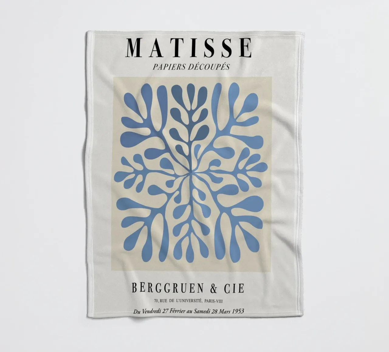 Poster astratto botanico blu "Papiers Découpés" di Matisse coperta in pile da homdeco