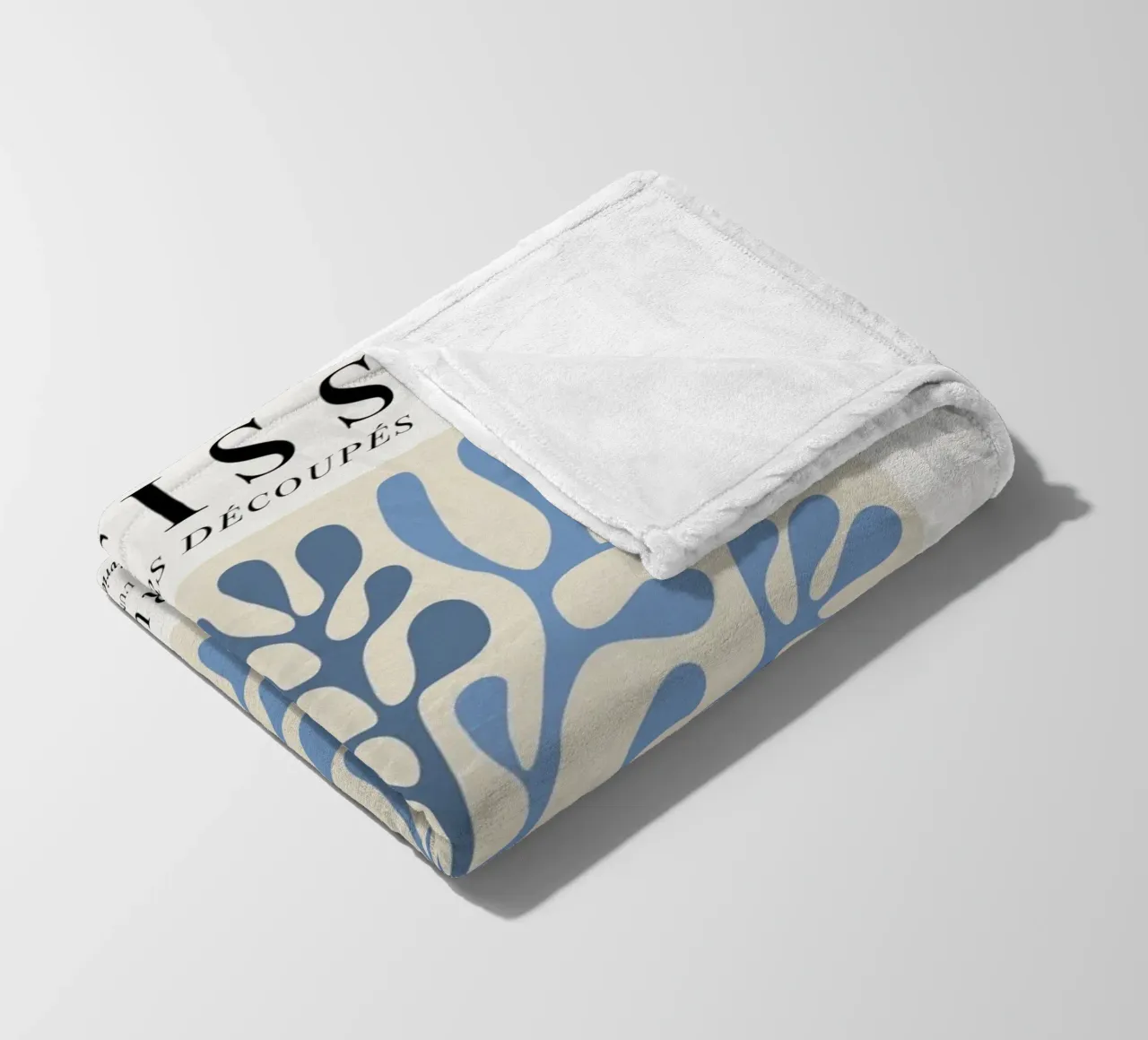 Poster astratto botanico blu "Papiers Découpés" di Matisse coperta in pile da homdeco
