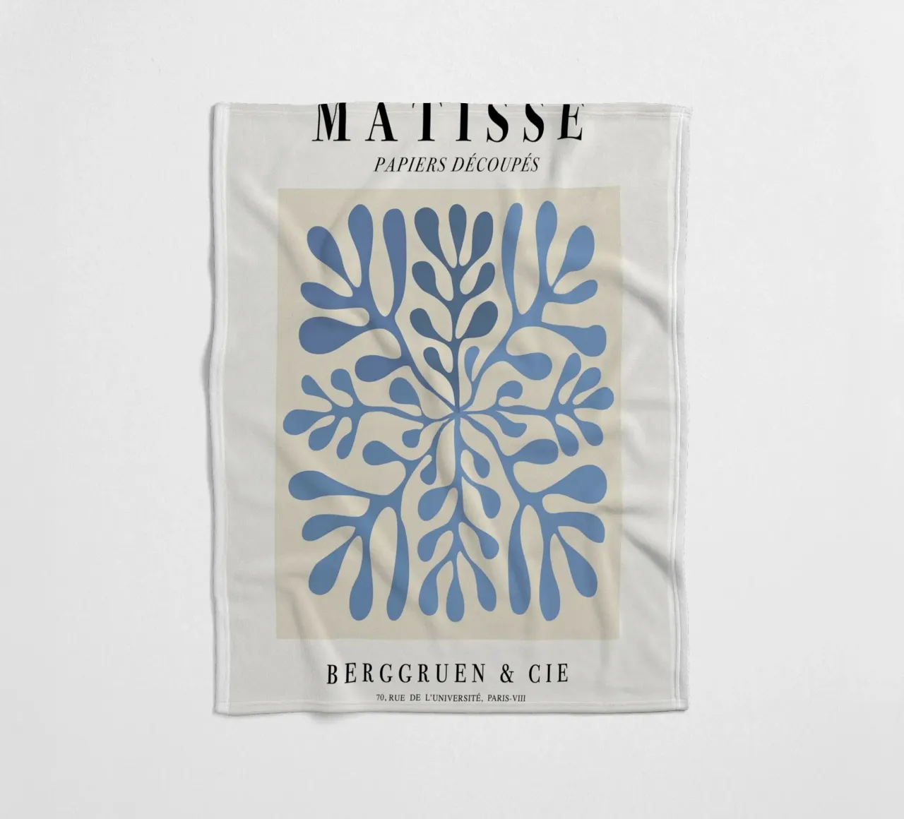 Poster astratto botanico blu "Papiers Découpés" di Matisse coperta in pile da homdeco