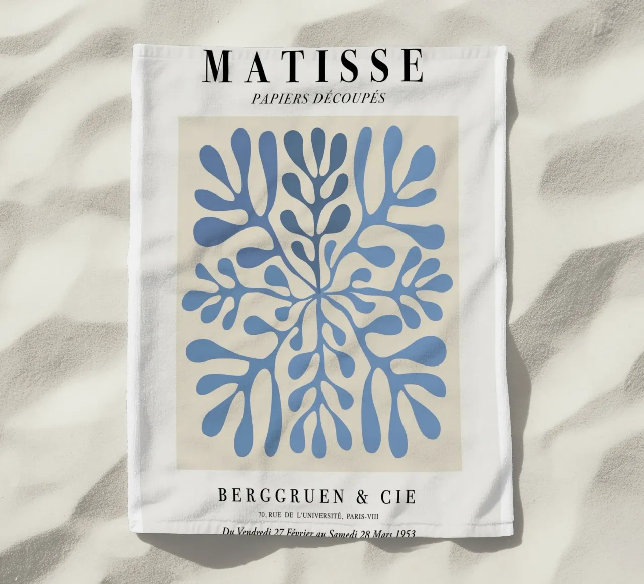 Poster astratto botanico blu "Papiers Découpés" di Matisse telo mare da homdeco