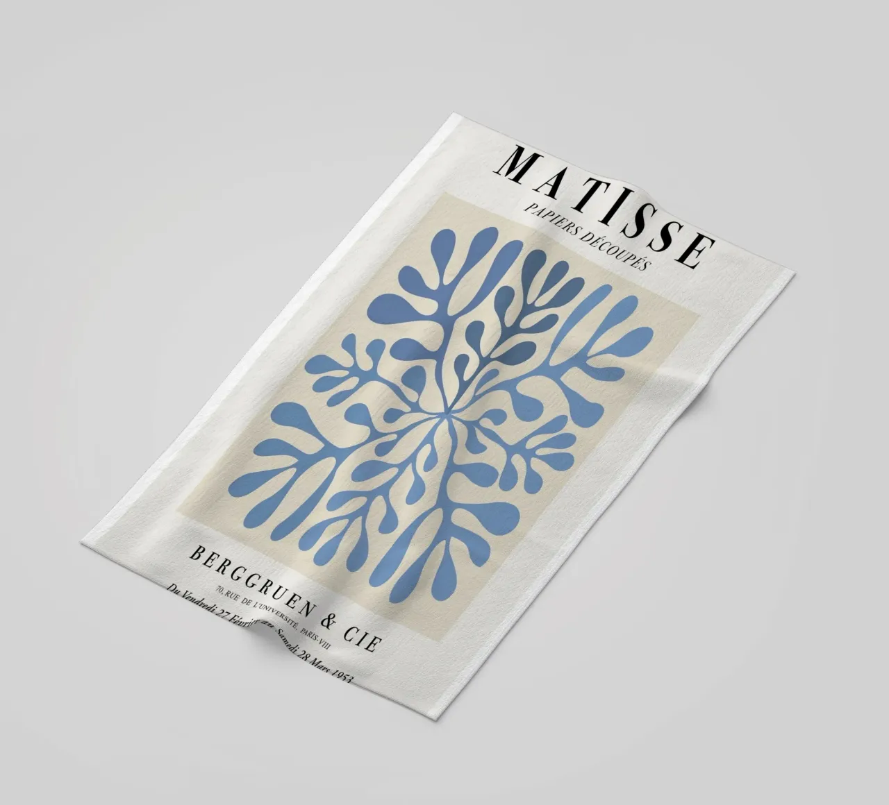 Poster astratto botanico blu "Papiers Découpés" di Matisse telo mare da homdeco