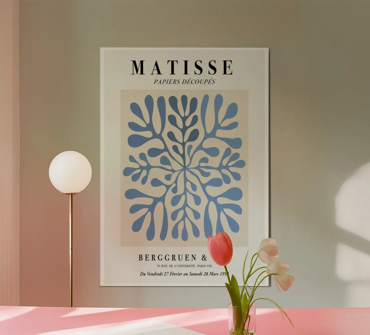 Poster astratto botanico blu "Papiers Découpés" di Matisse alluminio dibond da homdeco