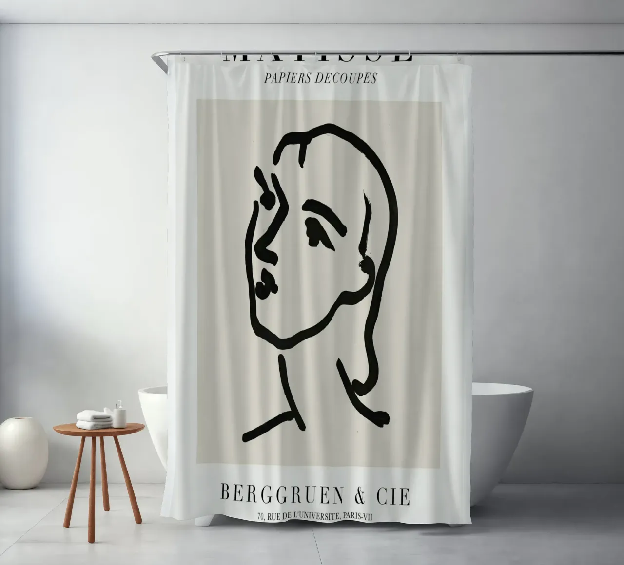 Matisse "Papiers Découpés" Abstract Face Line Art Print cortina de baño de homdeco