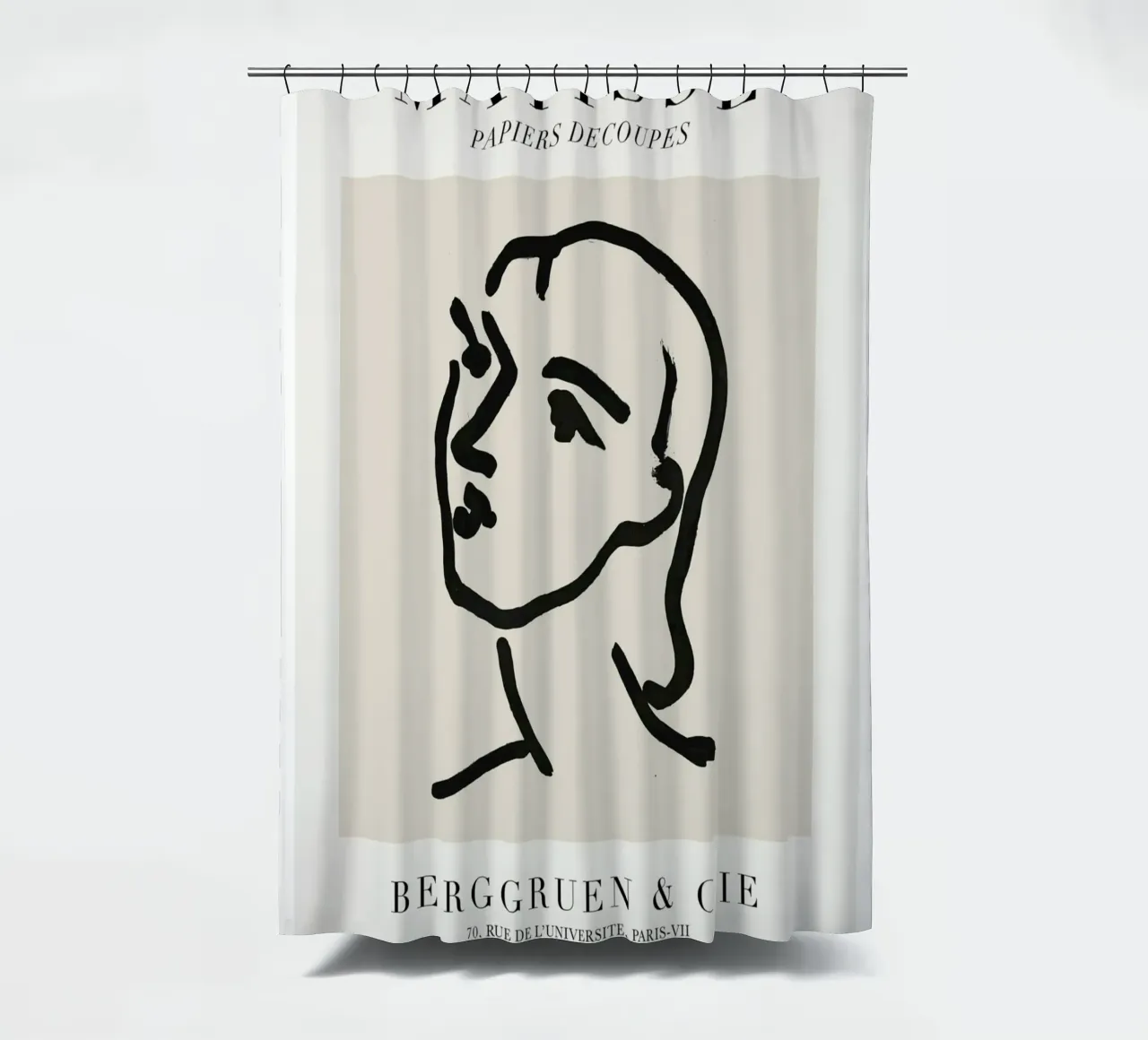 Matisse "Papiers Découpés" Abstract Face Line Art Print cortina de baño de homdeco